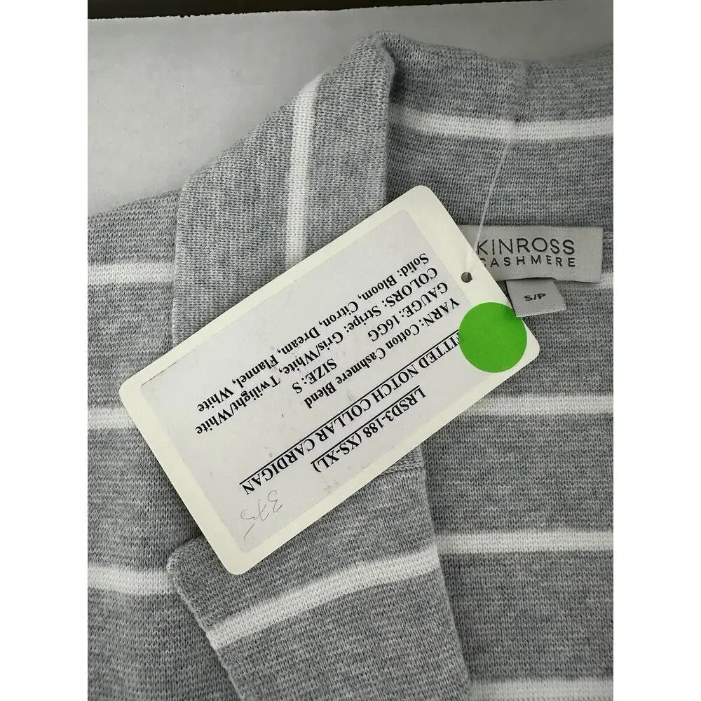 Kinross Cashmere Cardigan Blazer Knit Sz S Grey Notch Preppy Pockets Career $375 - Picture 4 of 10